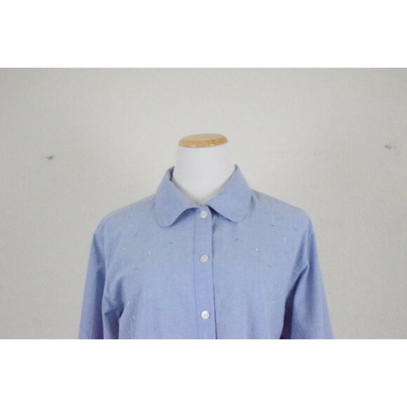Vintage 80s Cotton Button-Up Embroidered Blouse size M - Picture 4 of 10